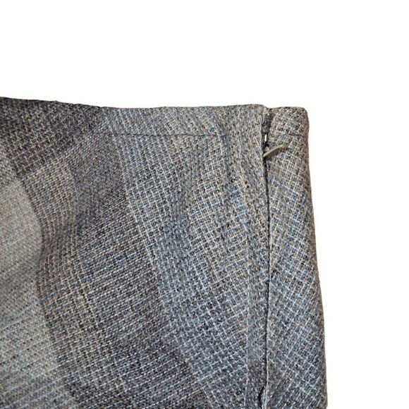 Vintage 60s Mod A Line Skirt Womens M Gray Brown Plaid Wool Academia Preppy - Picture 3 of 6